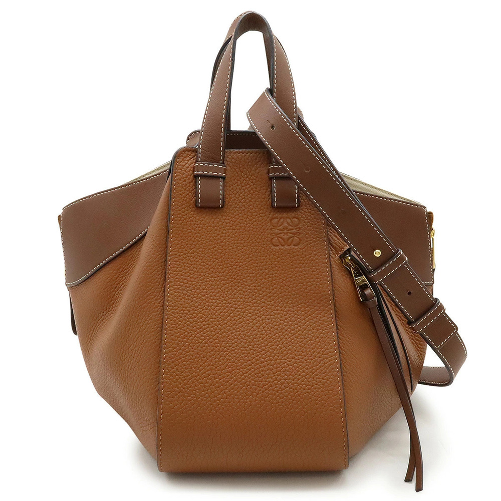 Loewe Hammock Bag Handbag Shoulder Bicolor Leather Tan Brown